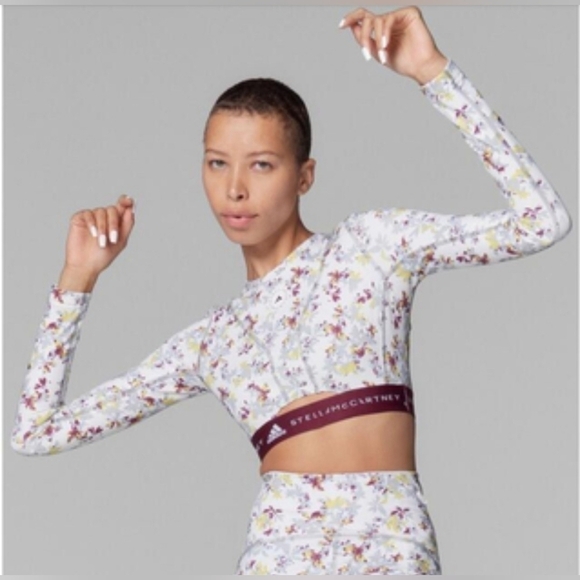 ADIDAS BY STELLA MCCARTNEY FUTURE PLAYGROUND LONG SLEEVE CROP TOP FLORAL SIZE M - Picture 6 of 16
